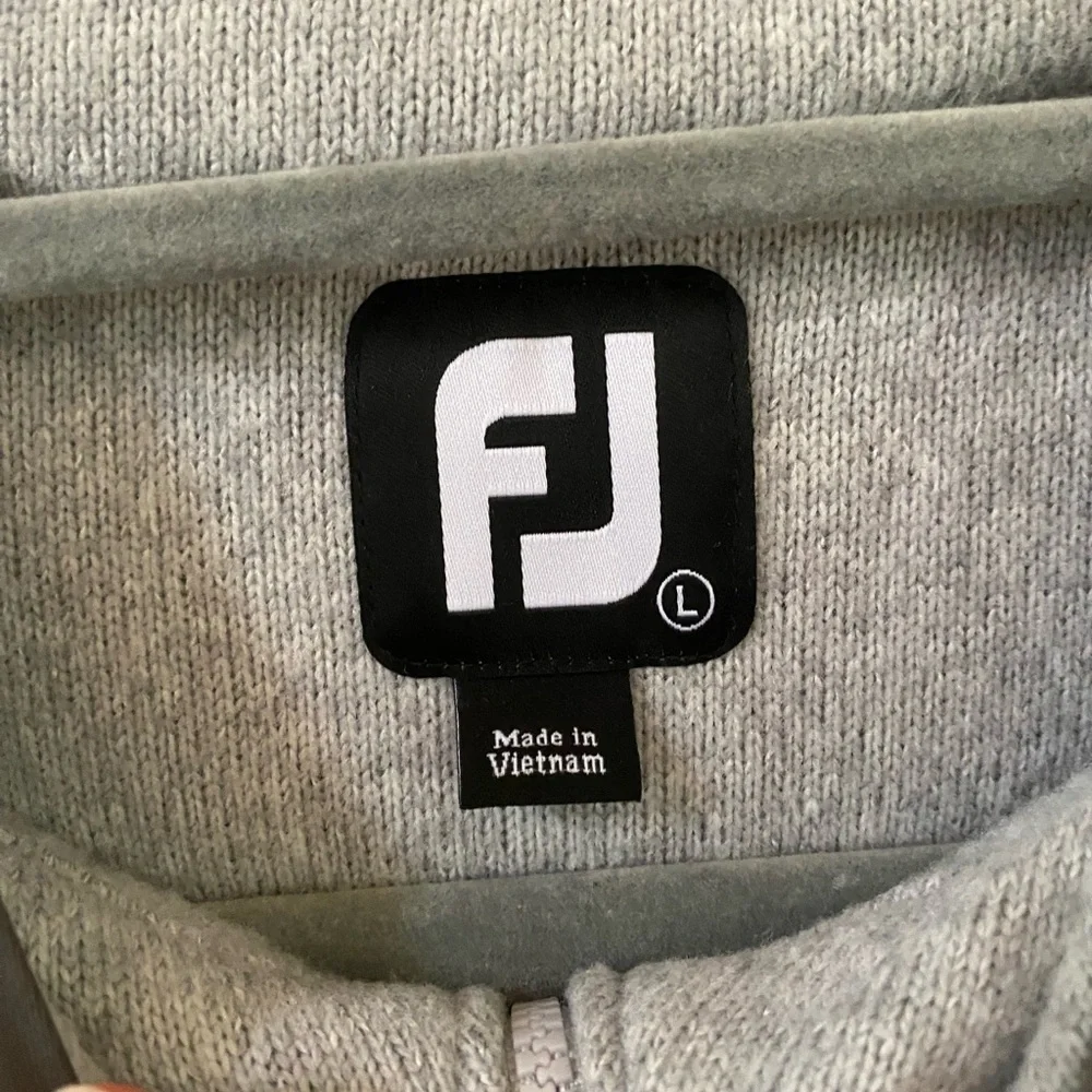 FootJoy FJ Gray Sweater Fleece Quarter-Zip Golf Vest Snap Pocket Large